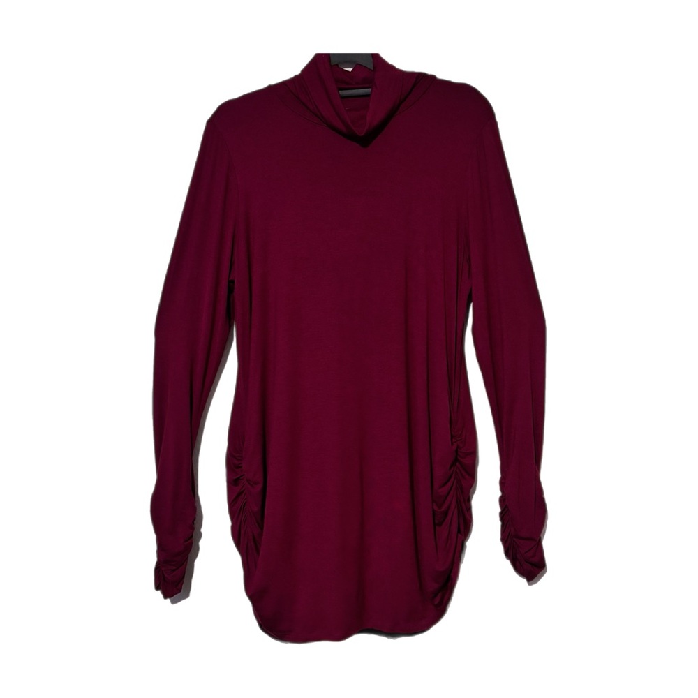 Burgundy Turtleneck Neck with rouching on the sleeves and down the sides NWOT